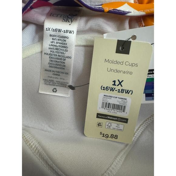 Terra & Sky 1X Tankini Top Swimwear Floral Molded Cup Underwire NWT Plus Size - Picture 11 of 14